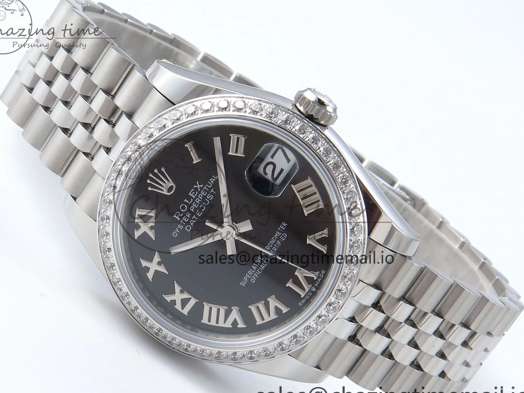 0510 DateJust 31 278384RBR ARF 1:1 Best Edition 904L Steel Black Roman Dial Diamonds Bezel on SS Jubilee Bracelet ETA SmoothTexture 449